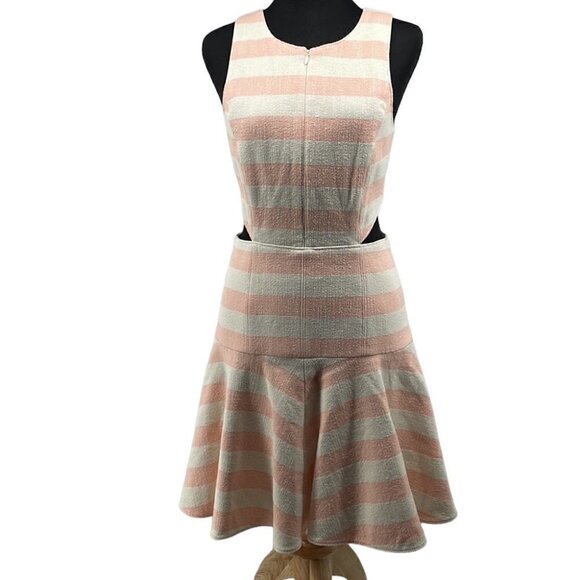 Tibi Revolve Blanket Stripe Dress In Pale Blush Linen Blend Preppy Barbie Sz 4 - Picture 4 of 15